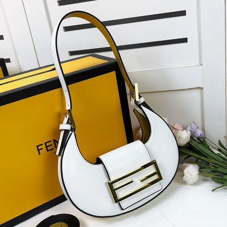 HOT Calf Cookie Mini White Leather In Bag Hobo Fendi 0725